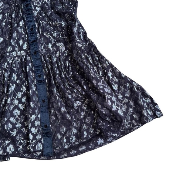 Free people twee indie sleaze blue metallic collared sleeveless mini dress sz m - Picture 2 of 4